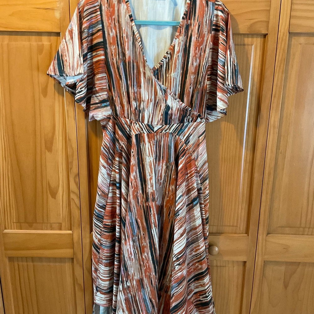 Soft Surroundings Multicolor Brushstroke Midi Dre… - image 1